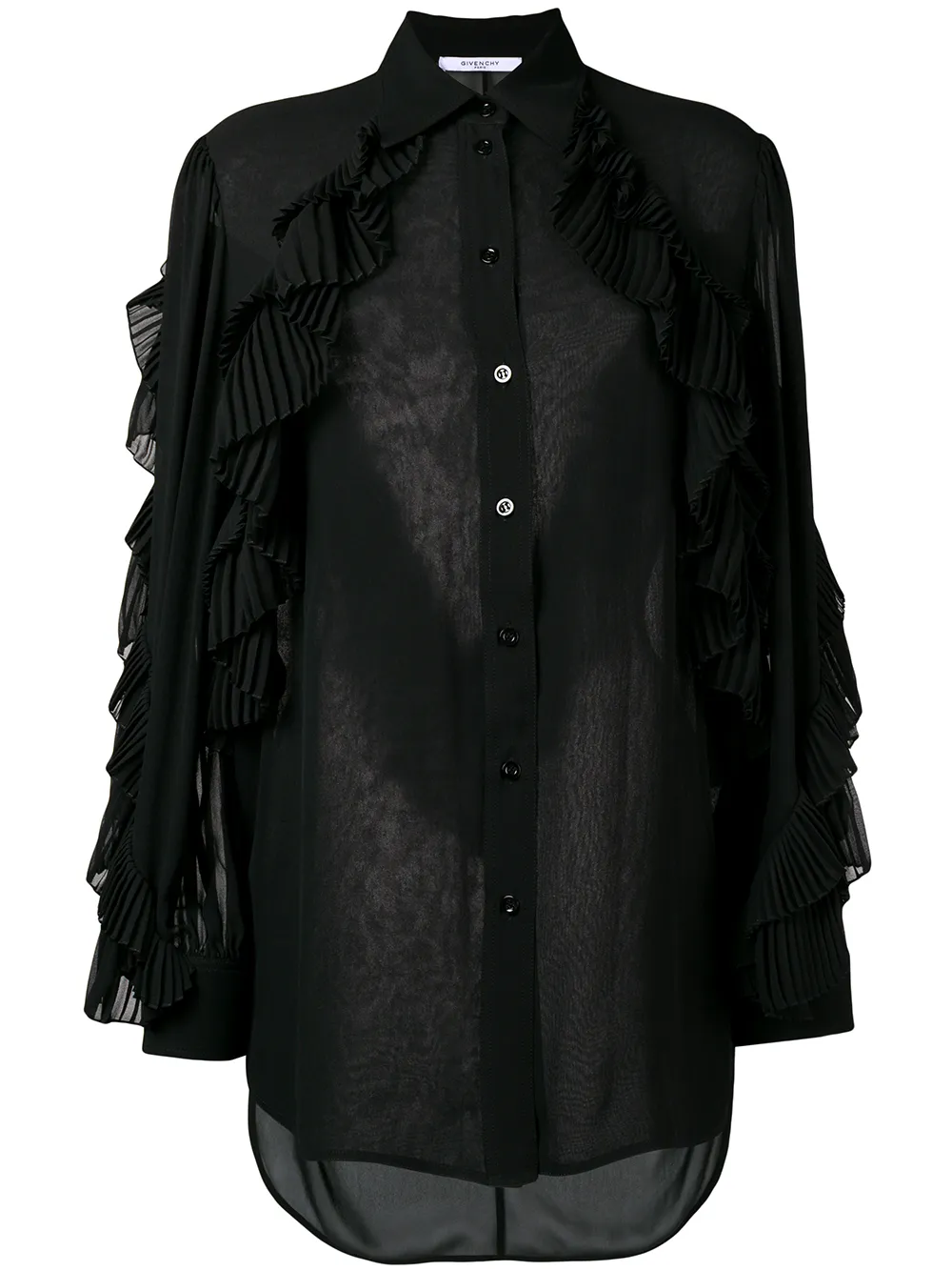 Givenchy ruffled style transparent blouse | Black | Image 1