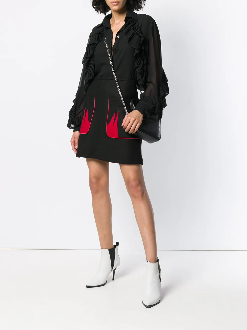 Givenchy ruffle stijl transparante blouse - Zwart