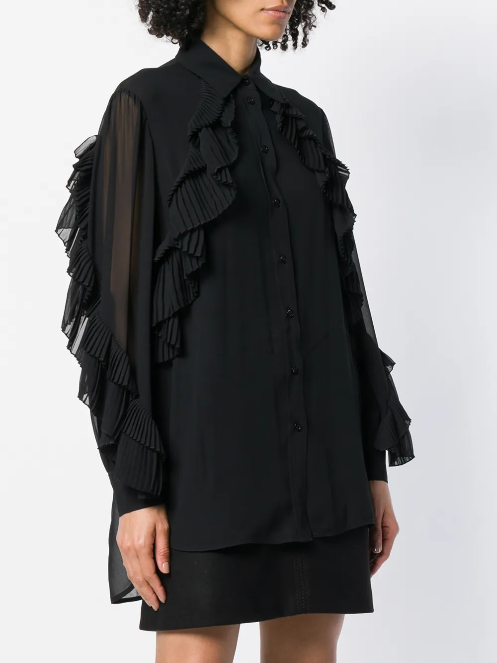 Givenchy ruffle stijl transparante blouse Zwart