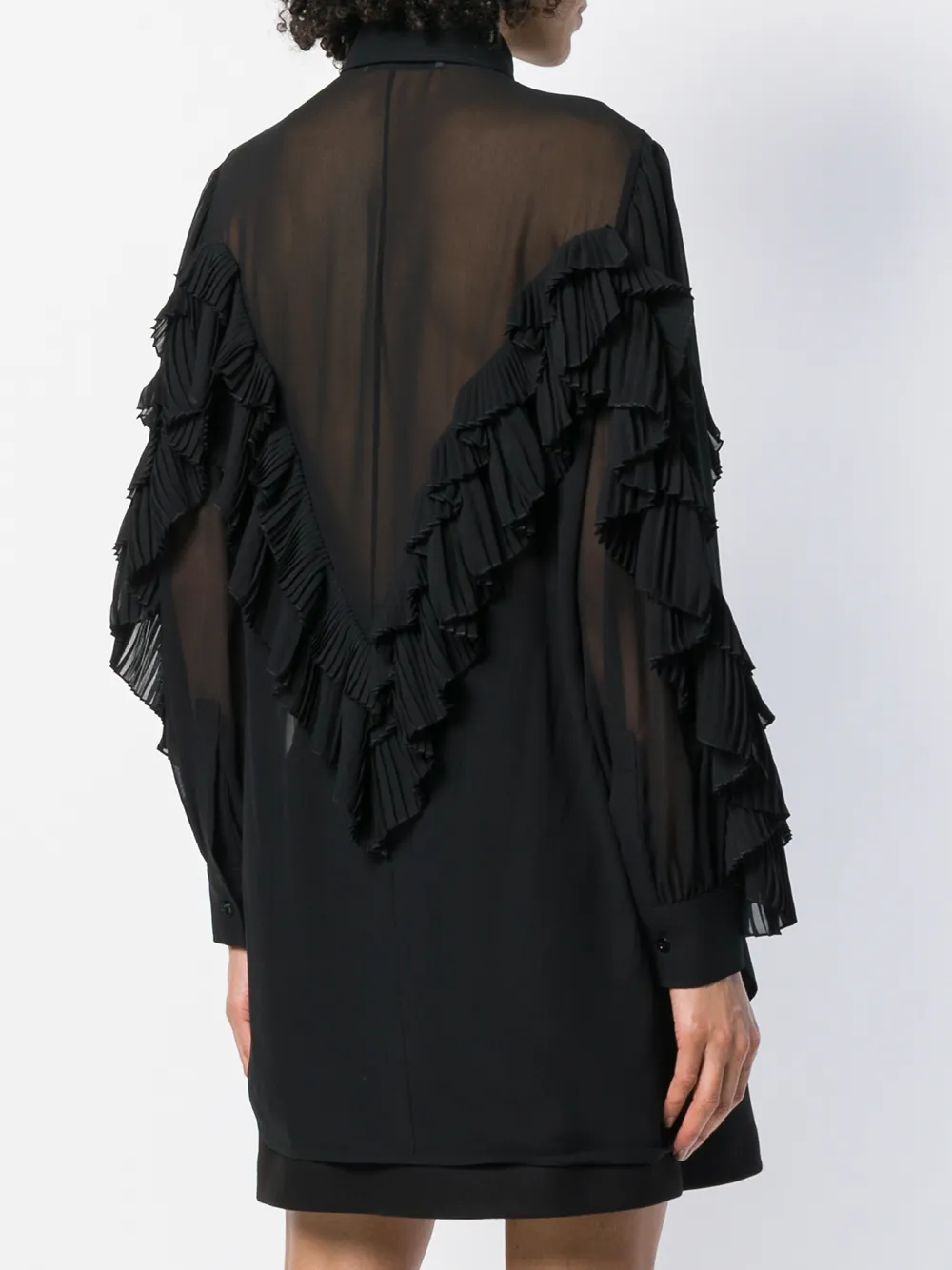Givenchy ruffle stijl transparante blouse Zwart