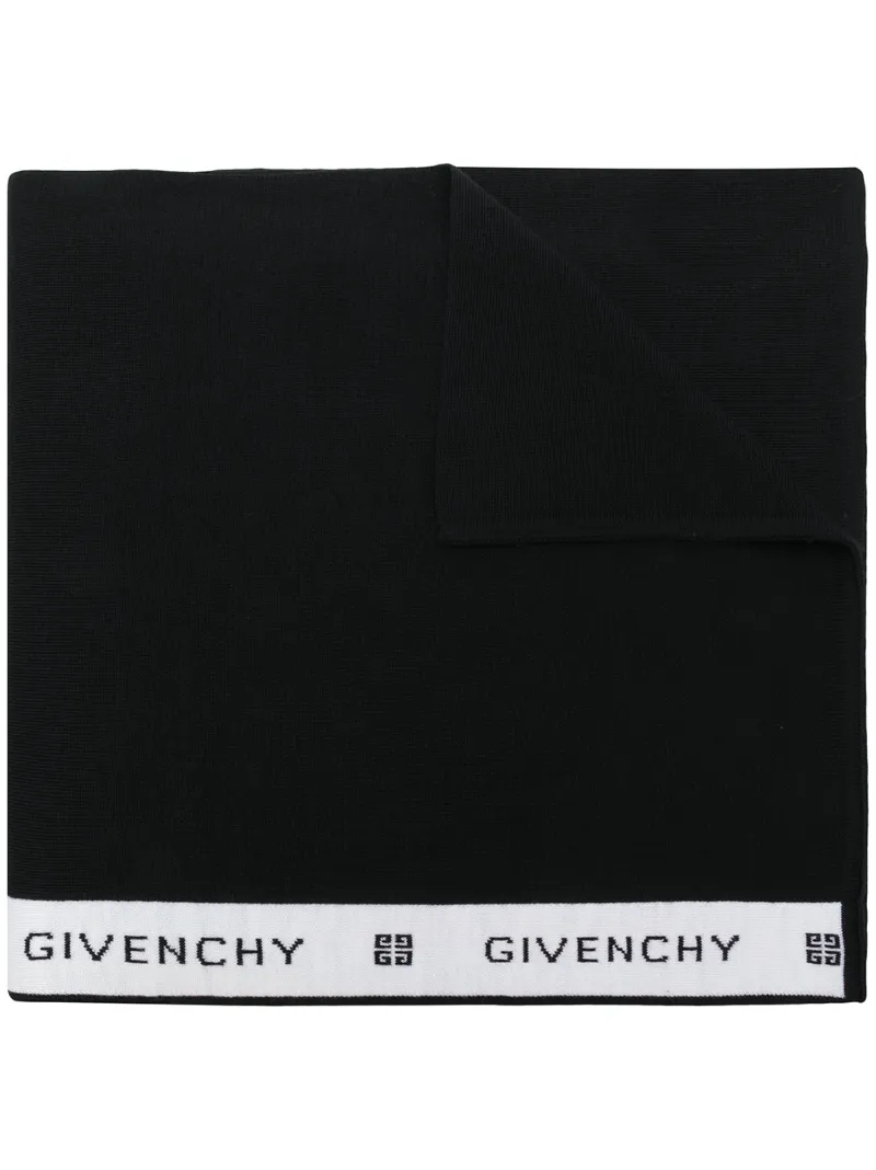 Givenchy полосатый шарф с логотипом вязки интарсия
