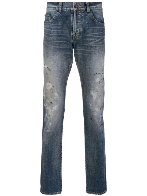 saint laurent paint splatter jeans