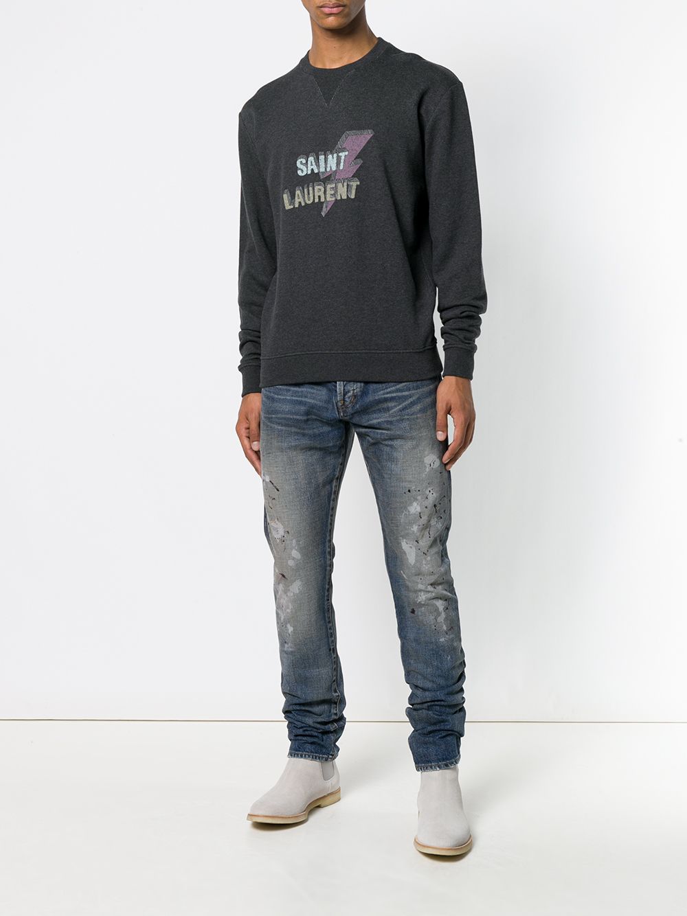 saint laurent paint splatter jeans