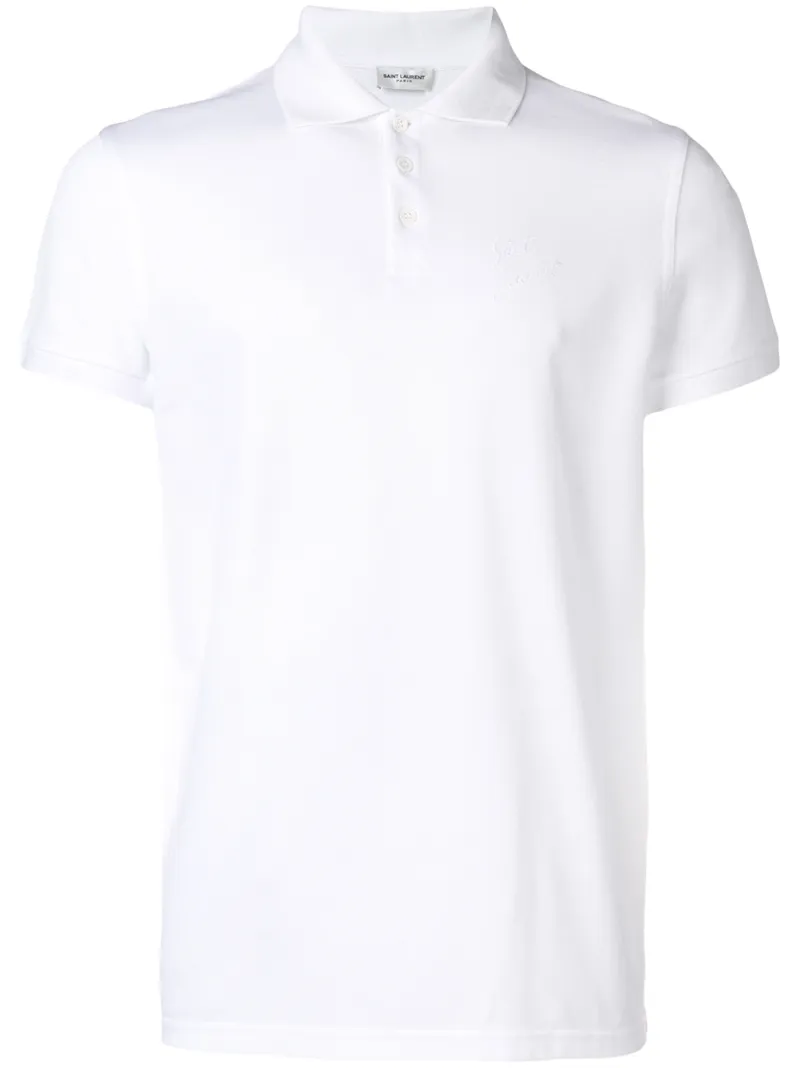 Saint Laurent Monogram Polo Shirt In White