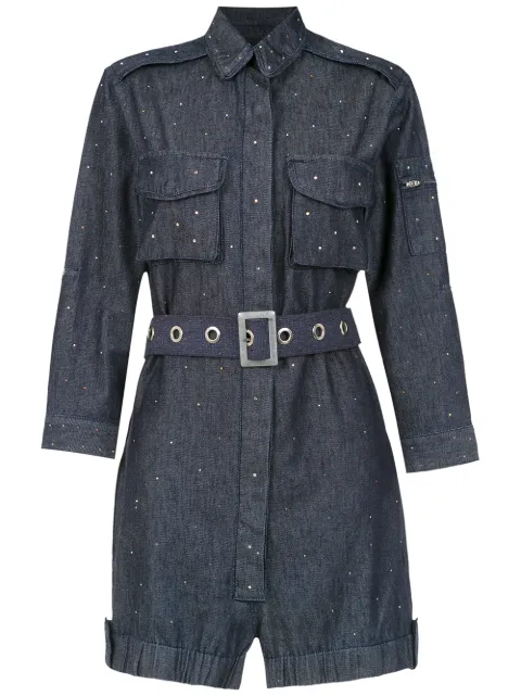 ANDREA BOGOSIAN ANDREA BOGOSIAN BELTED DENIM JUMPSUIT - BLUE