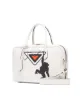 Prada white monkey print leather bowling bag