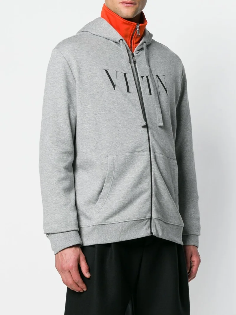 Valentino Garavani VLTN zipped hoodie grey | MODES