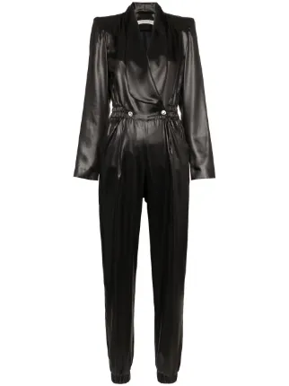 white faux leather jumpsuit