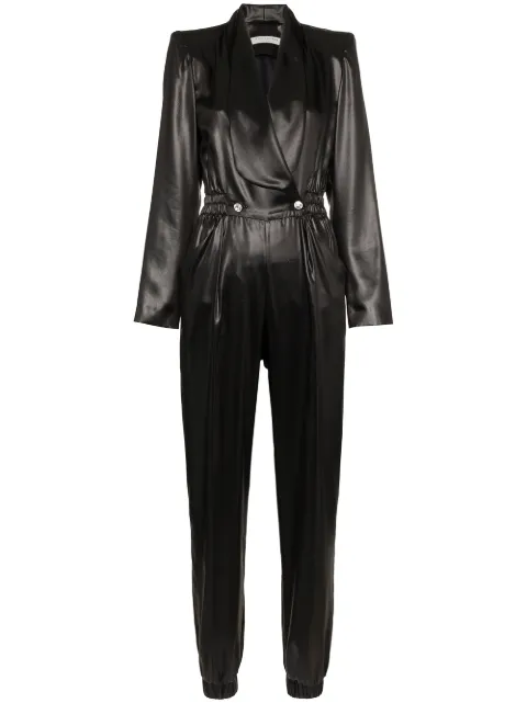 Philosophy Di Lorenzo Serafini V-neck buttoned faux leather jumpsuit