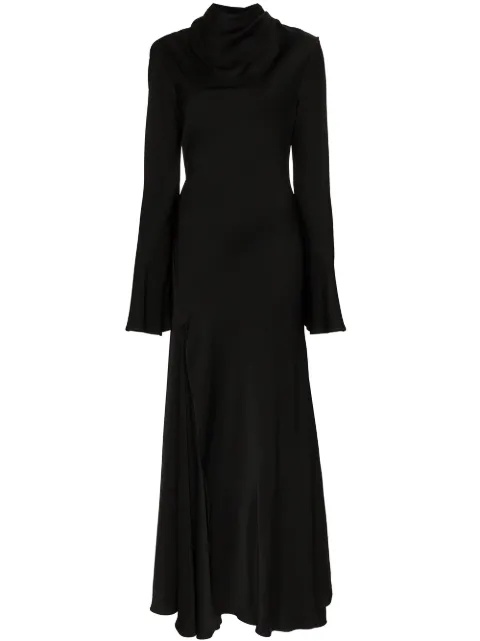 Click to view more detailed imagery on our partner's website Ellery Suprematism Cutout Draped Satin Maxi Dress In Black