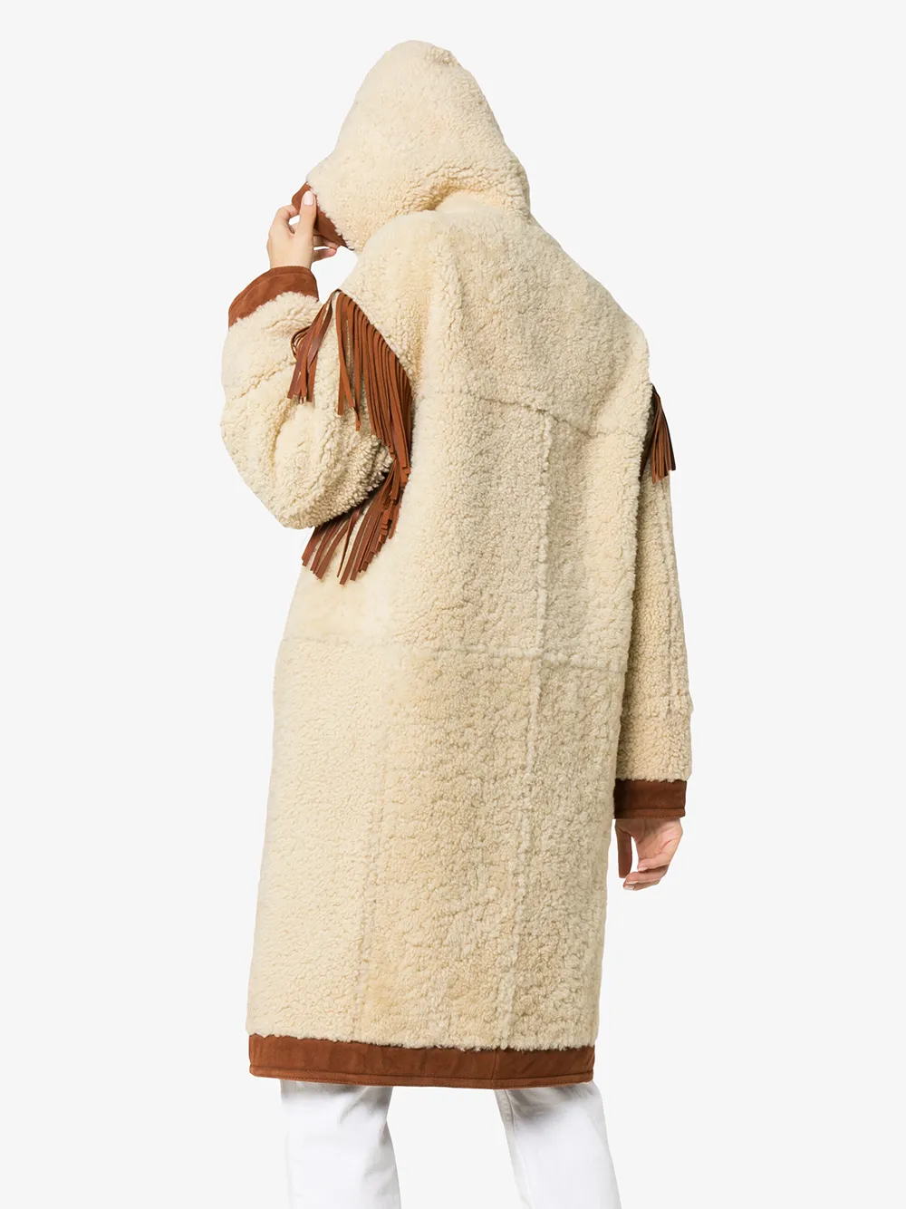 Philosophy Di Lorenzo Serafini lammy coat met franje op de schouders Beige