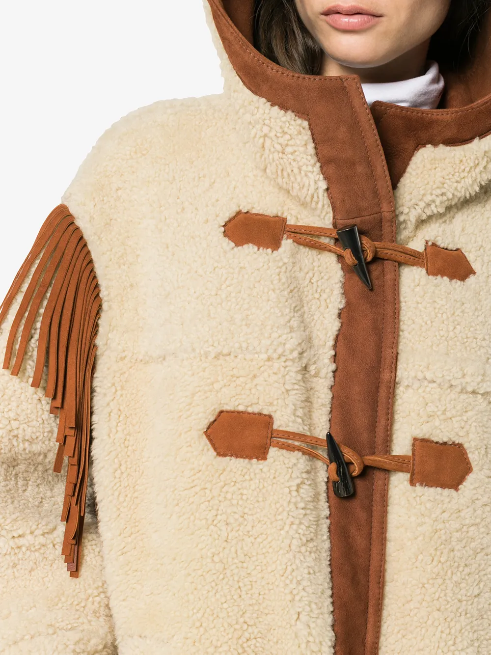 Philosophy Di Lorenzo Serafini lammy coat met franje op de schouders Beige