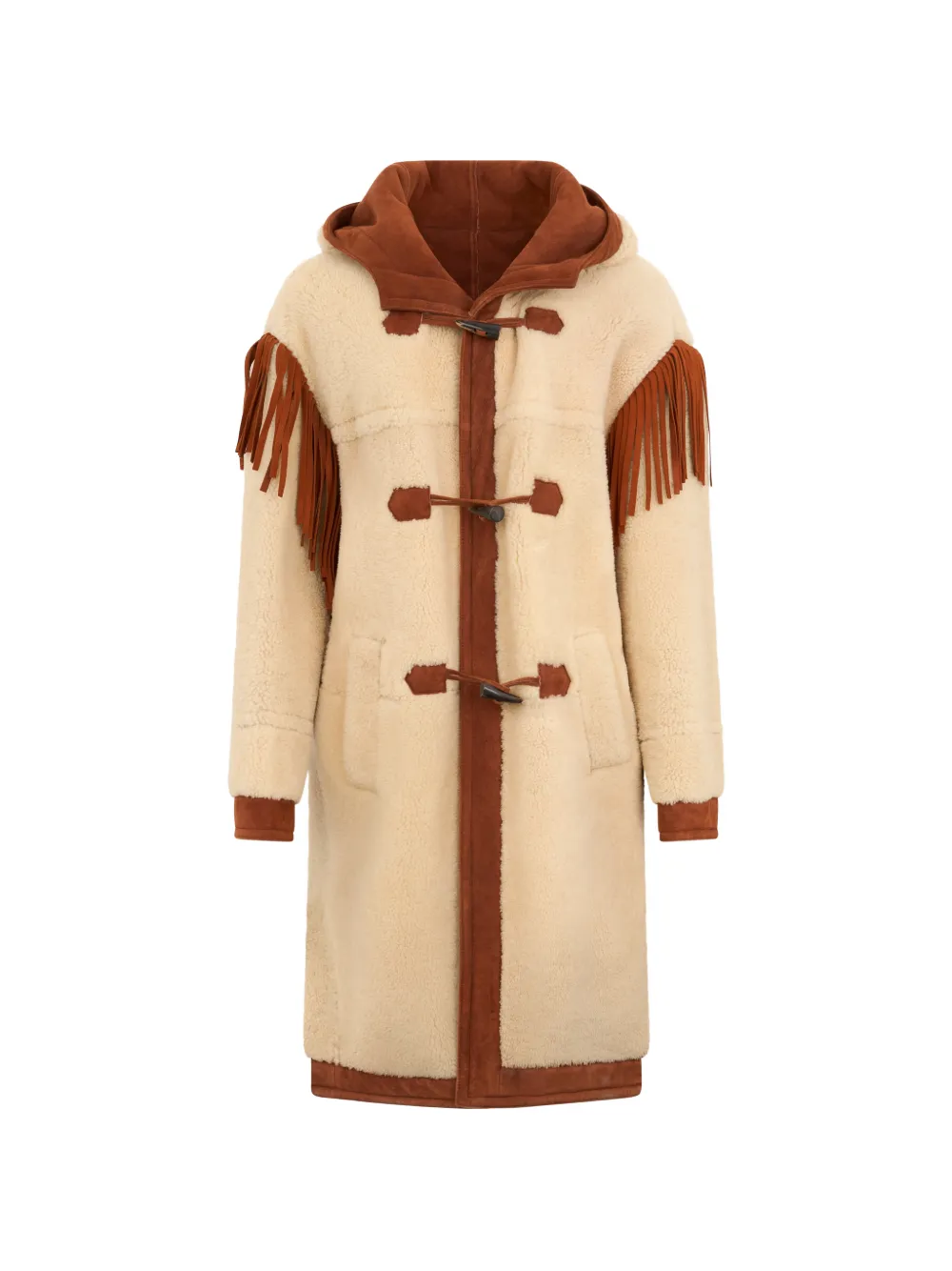 Philosophy Di Lorenzo Serafini lammy coat met franje op de schouders Beige