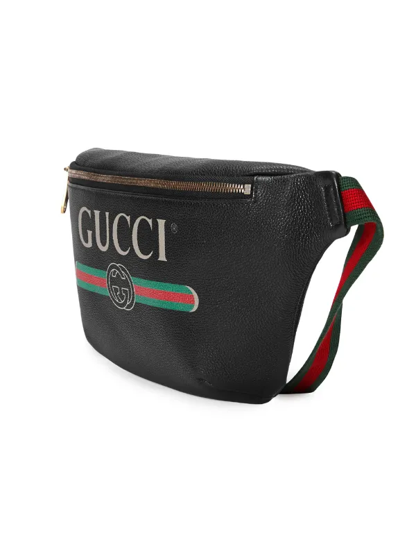 gucci print leather belt bag red