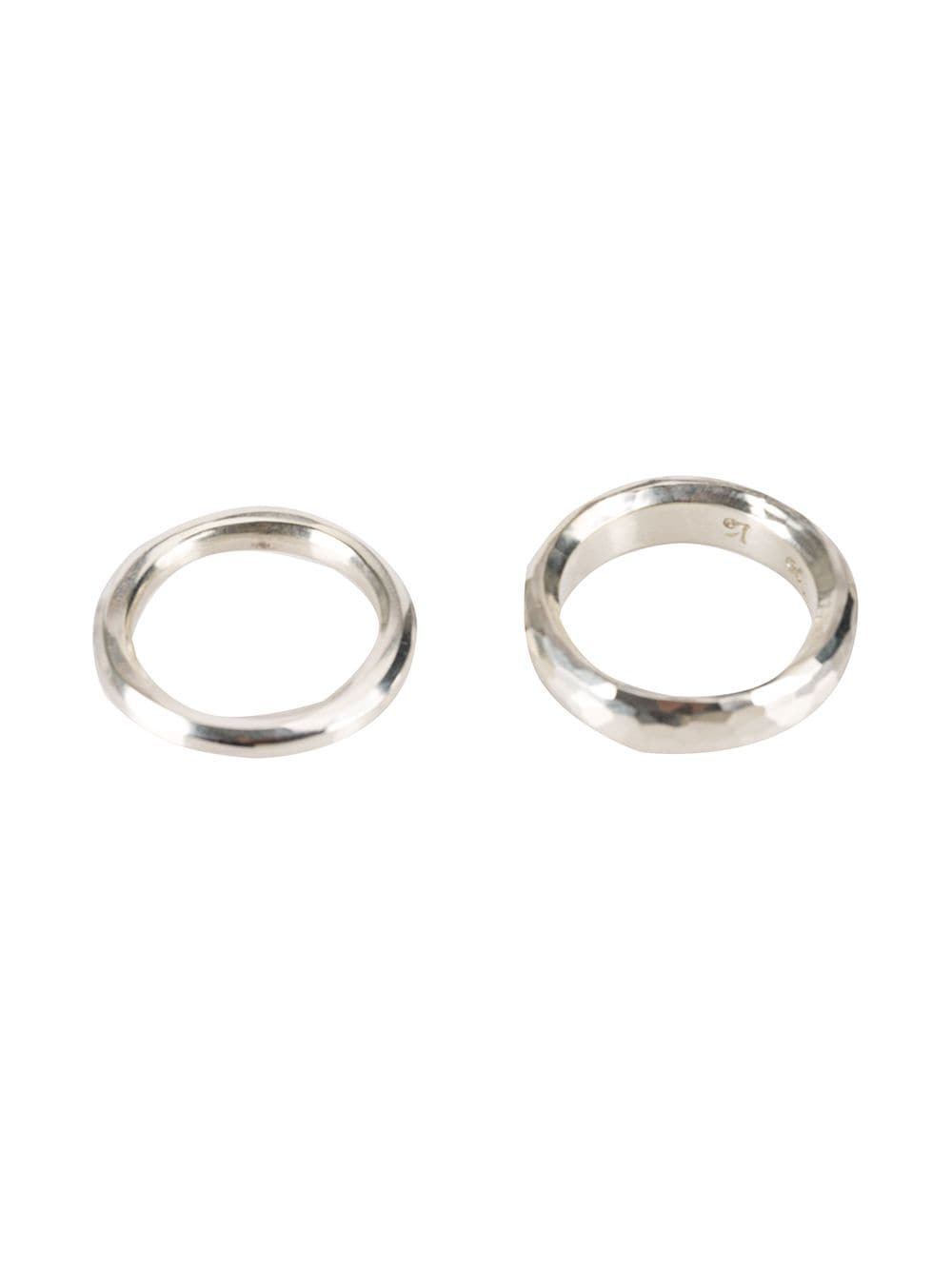 Shop Werkstatt:münchen 4 Hammered Ring Set In Metallic