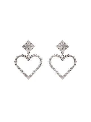 Alessandra Rich Heart Crystal Earrings Farfetch Alessandra Rich Heart Crystal Earrings