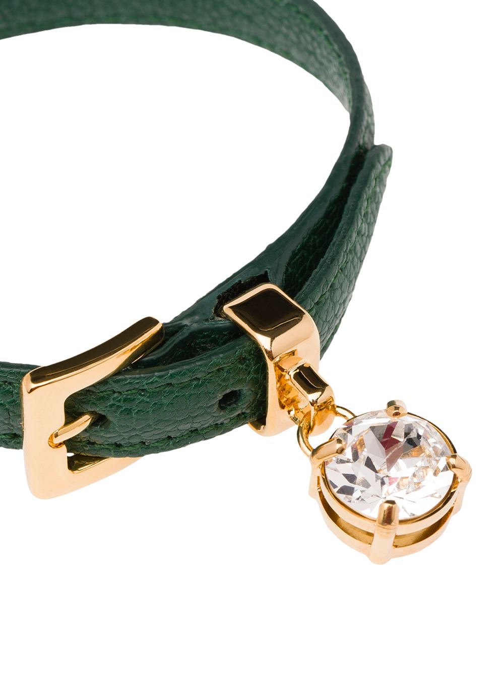 Shop Miu Miu Buckled Crystal Bracelet In Green