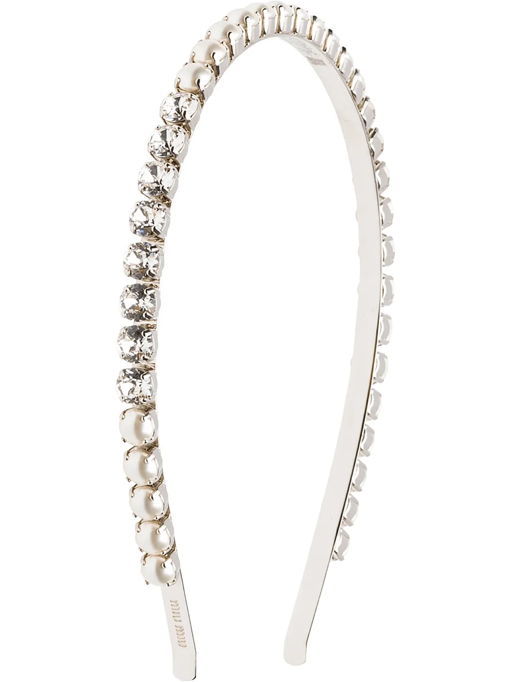 Miu Miu Pearl And Crystal Embellished Headband In Metallic