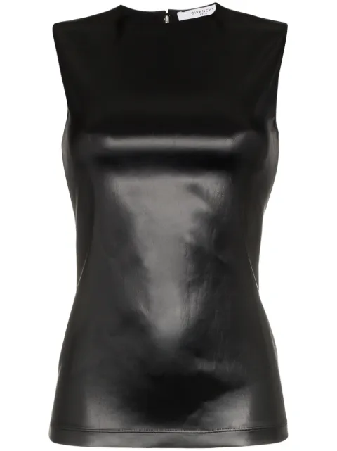 Click to view more detailed imagery on our partner's website Givenchy Crewneck Sleeveless Fitted Stretch-satin Top In Black