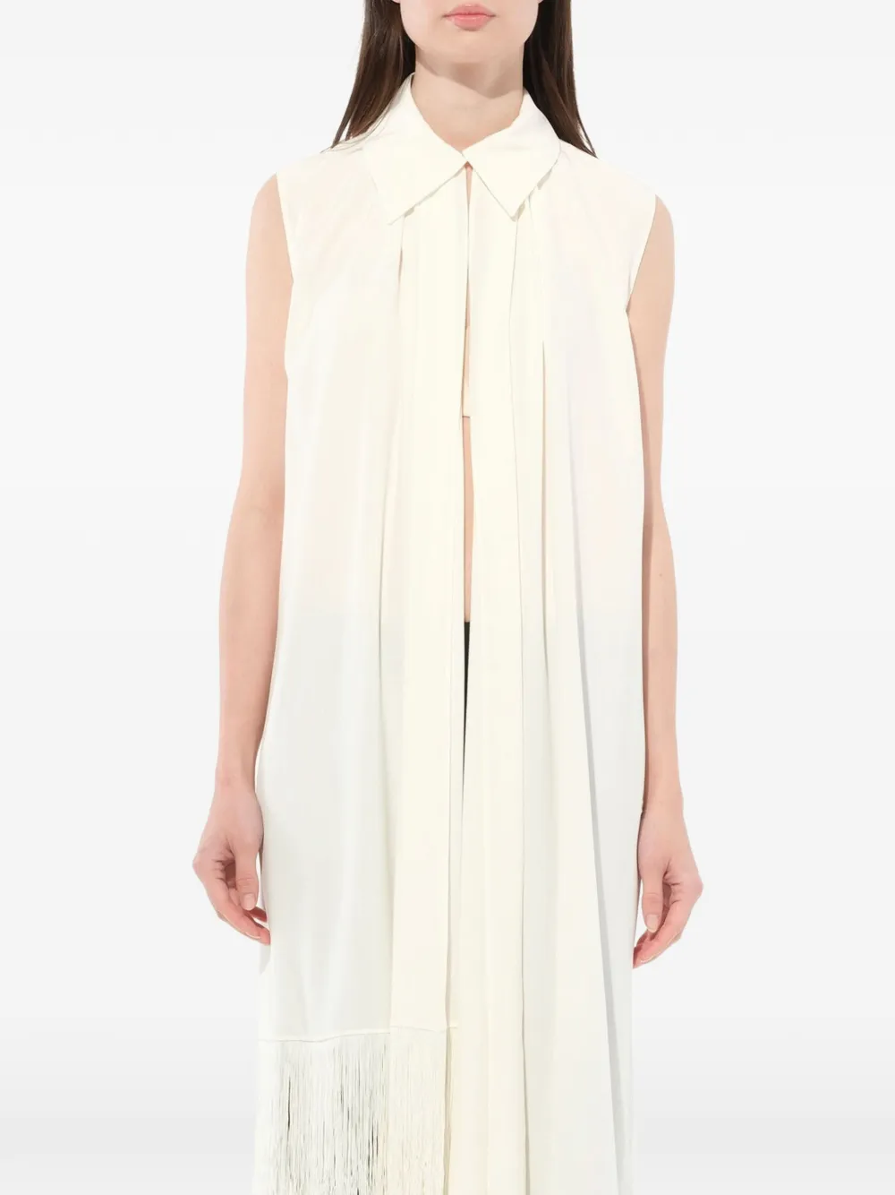  Givenchy Oberteil Mit Fransensaum   Weiß 