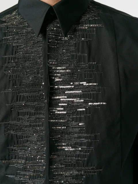 Givenchy Beaded Collared Shirt In Black