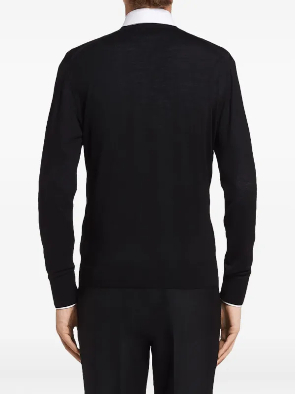 Prada Knitted v-neck Sweater | Black | FARFETCH