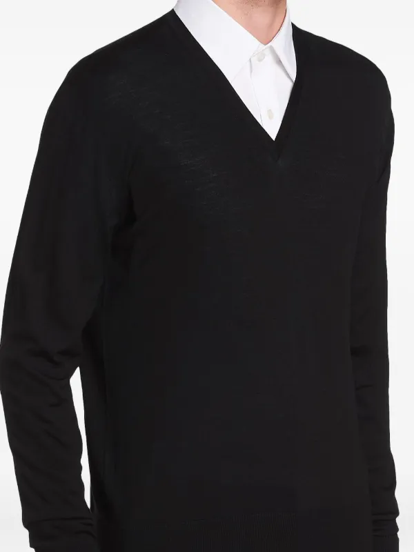 Prada Knitted v-neck Sweater | Black | FARFETCH