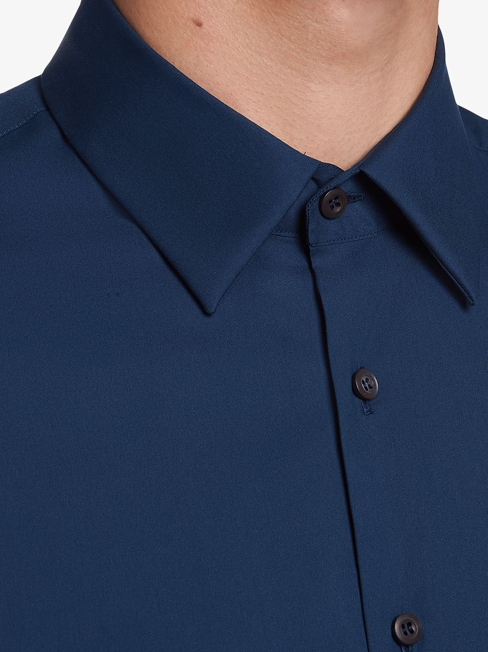 Shop Prada Stretch Poplin Shirt In Blue