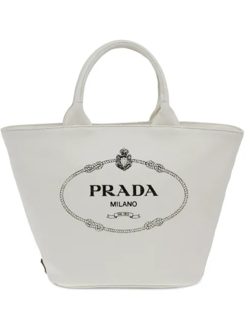 prada logo print tote bag