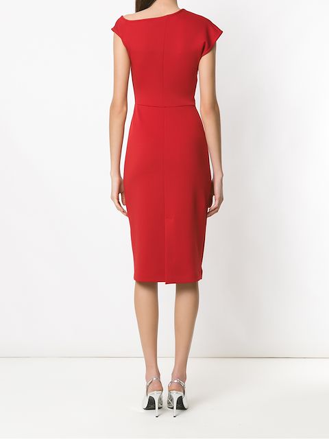 GLORIA COELHO GLORIA COELHO ASYMMETRICAL NECK DRESS - RED