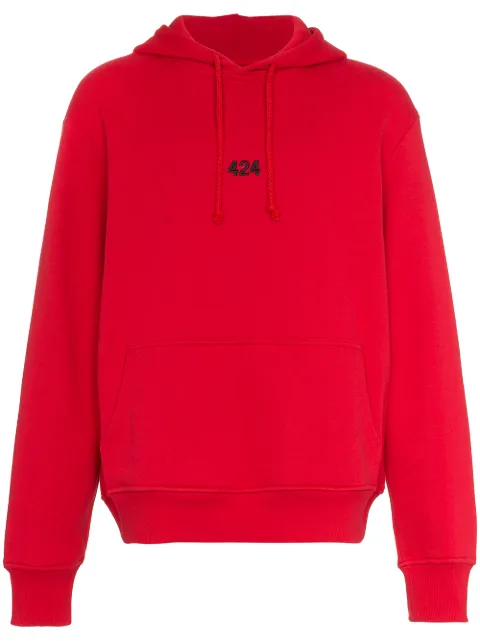 424 logo embroidered cotton hoodie