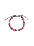 Nialaya Jewelry Red Jade, Brown Tiger Eye, Lava Stone, Agate, and Ebony Black CZ beaded bracelet