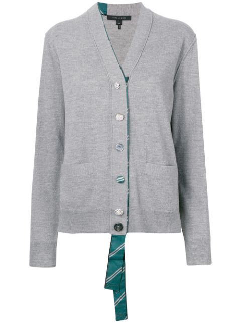 MARC JACOBS MARC JACOBS STRIPED DETAIL CARDIGAN - GREY