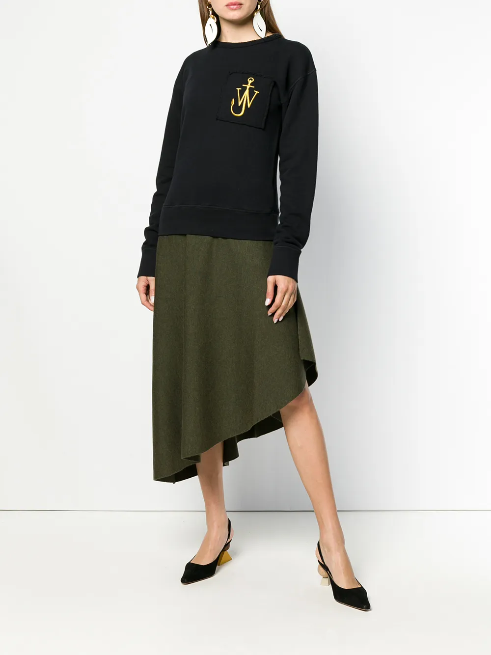  Jw Anderson Sweatshirt Mit Logo Stickerei   Schwarz 