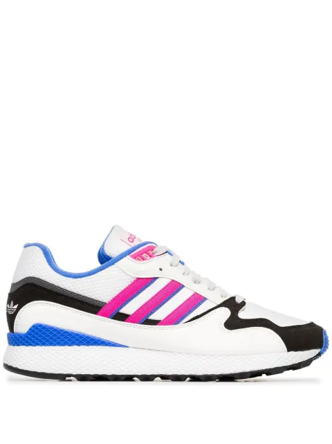 adidas white, pink and blue ultra tech sneakers