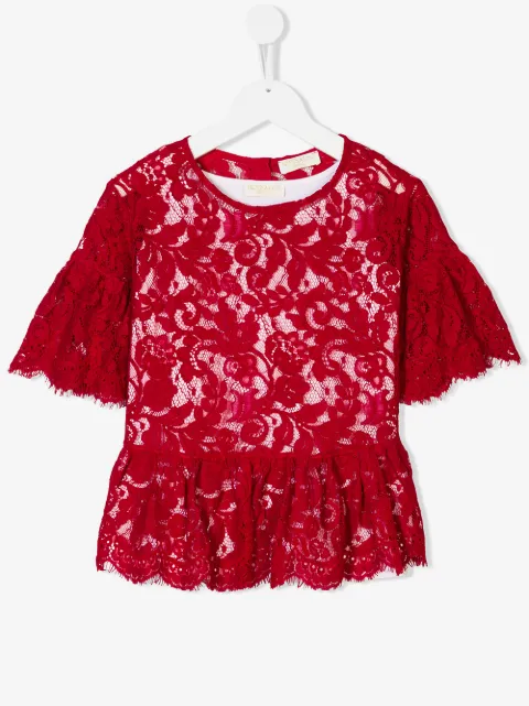 Monnalisa floral lace blouse