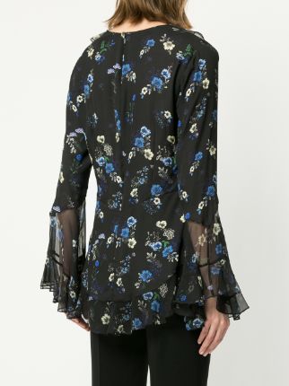 asymmetric floral print blouse展示图