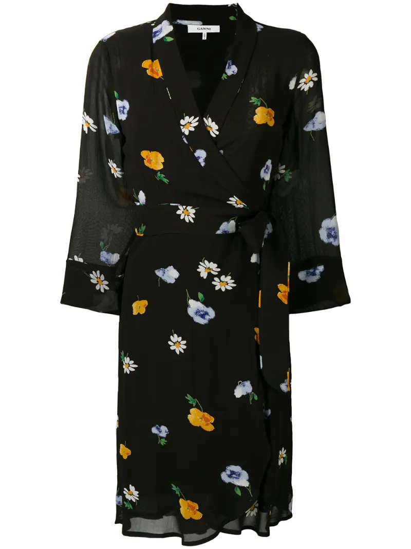 GANNI FLORAL WRAP DRESS