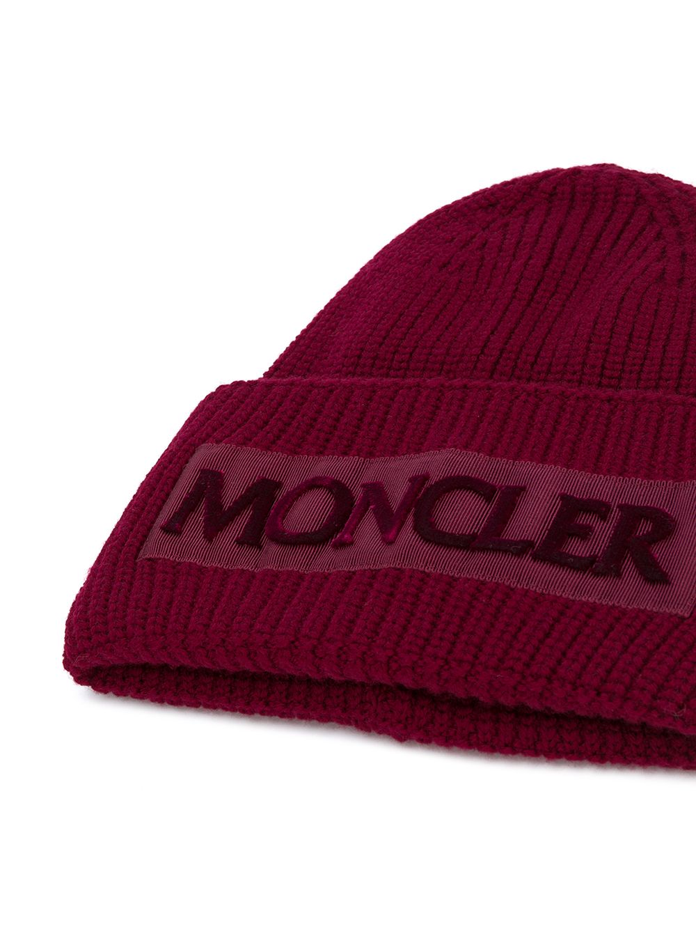 фото Moncler ребристая шапка-бини с логотипом