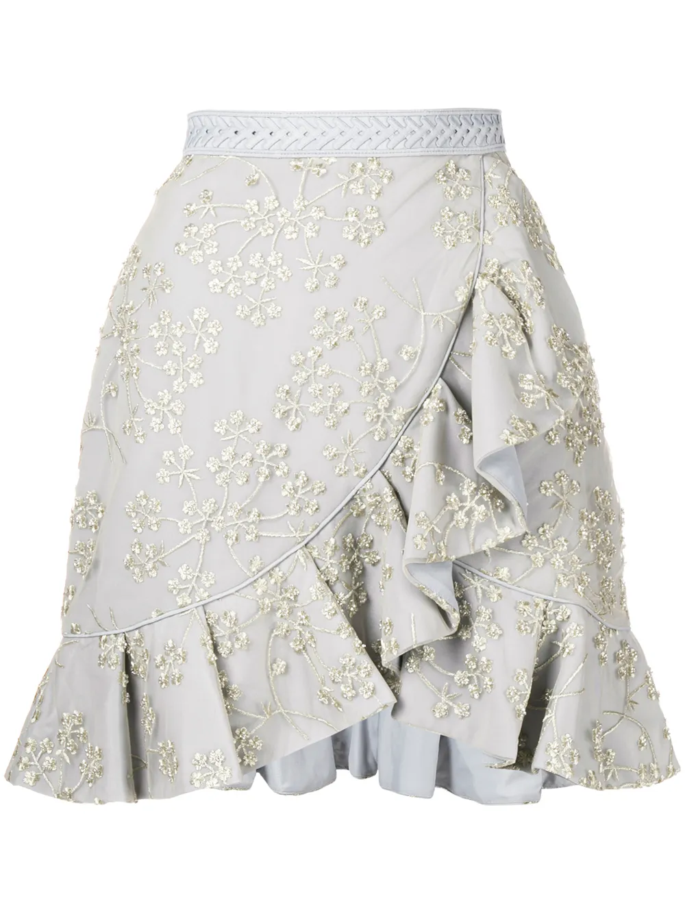 Self-Portrait asymmetric frill skirt - Grey