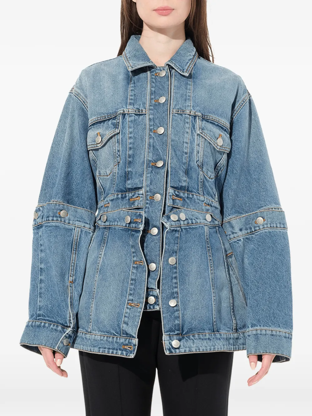 Alexander McQueen Jeansjacke mit Verzierungen - Blau