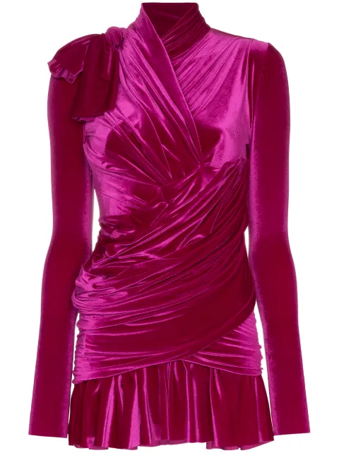 Balenciaga wrap velvet mini dress