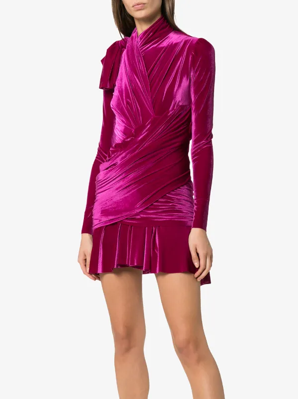 balenciaga pink velvet dress Balenciaga Pink Contrast Criss Cross Velvet Overlay Cocktail Dress S  Balenciaga