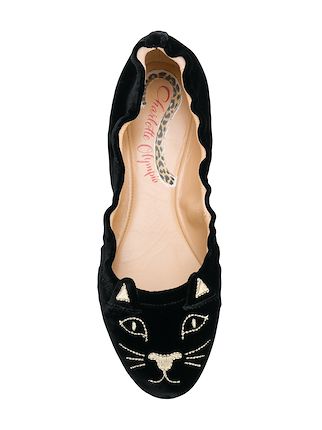 kitten embroided ballerina shoes展示图