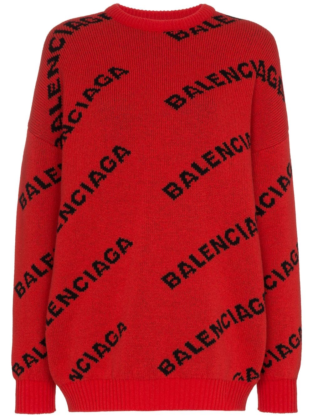 Balenciaga Logo Print Wool Jumper - Farfetch