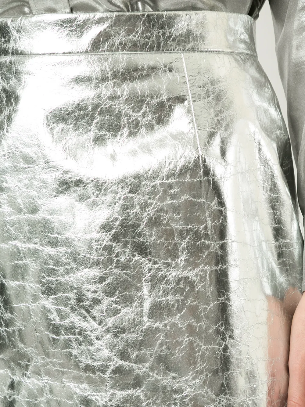 Ralph Lauren Collection gebarsten effect rechte rok Metallic