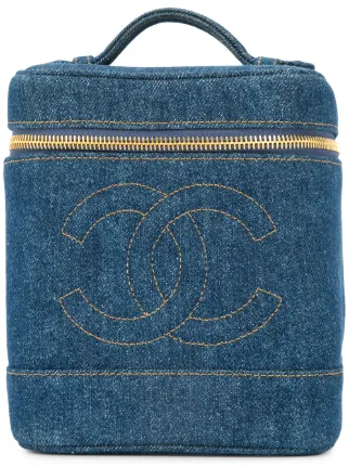 CHANEL Pre Owned 1996 1997 Denim CC Cosmetic Vanity Bag Farfetch