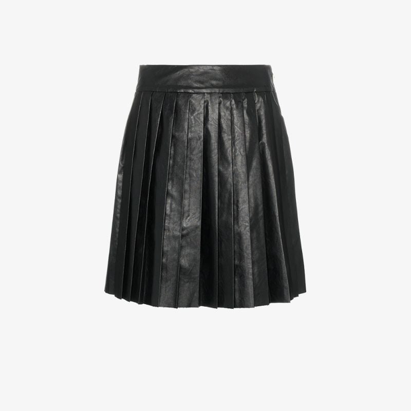 WE11 DONE WE11DONE HIGH WAISTED PLEATED FAUX LEATHER MINI SKIRT,WDC3SK03113044023
