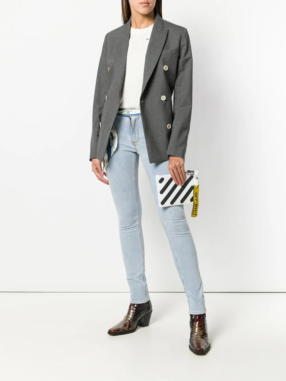  Off White Skinny Jeans Mit Schmalem Bein   Blau 