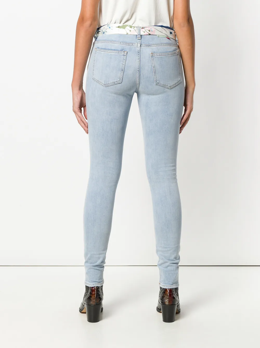 Off-White skinny jeans met sjaalriem Blauw